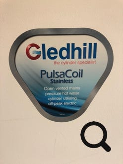 Front panel logo on Gledhill Pulsacoil Stainless thermal store